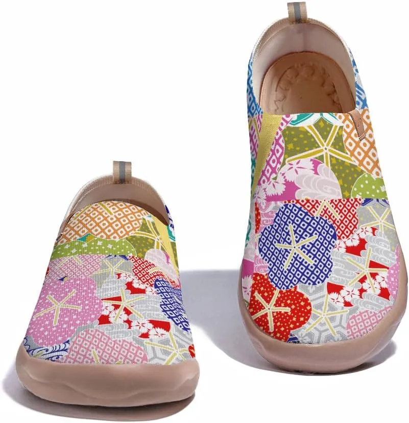 Slip On Loafers for Women Art Painted Knit Casual Shoes Lightweight Comfort Travel Sneaker