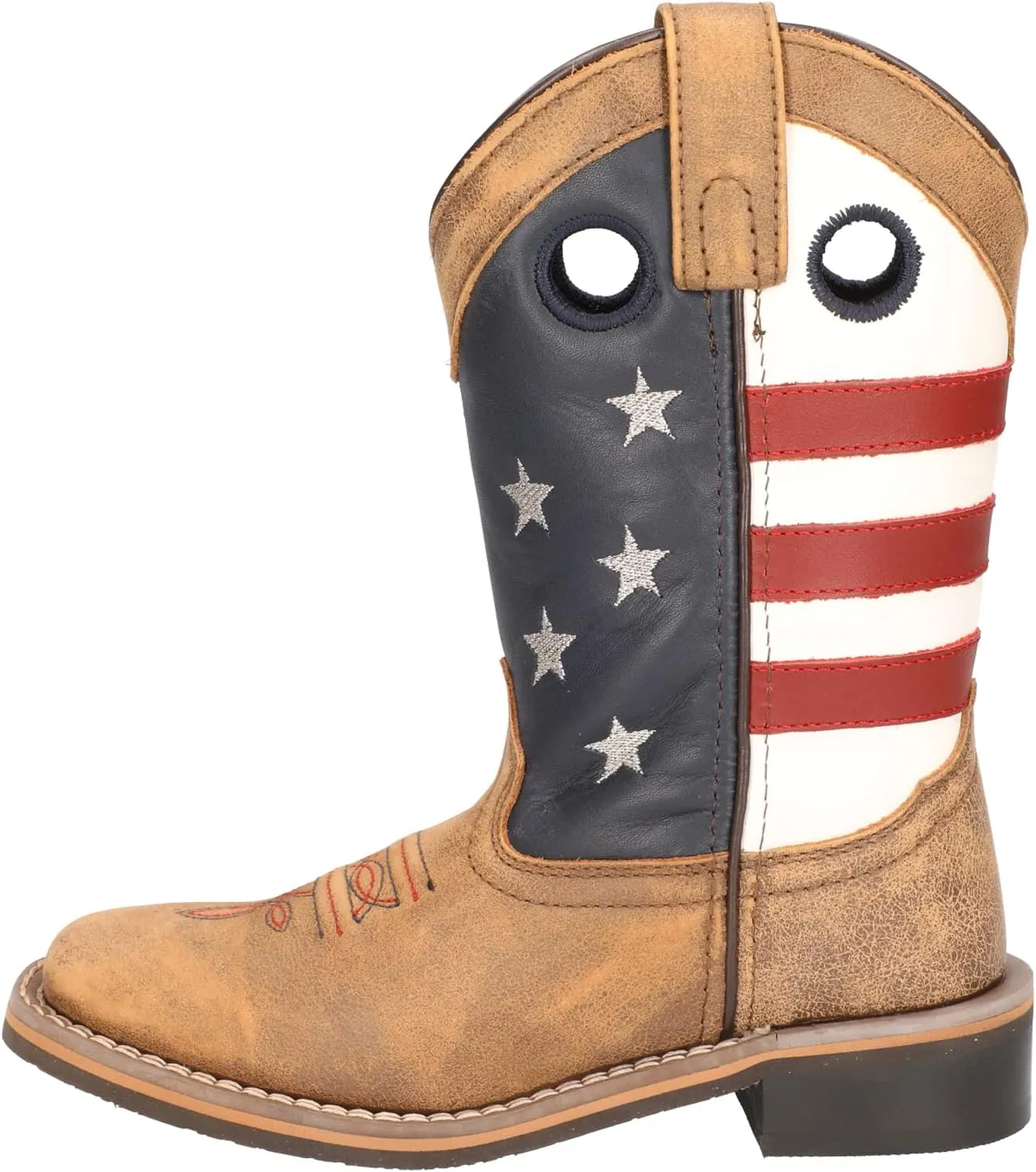 Smoky Children's Stars and Stripes Patriotic Western Cowboy Boot - Vintage Brown