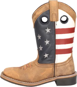 Smoky Mountain Boots Kids' Stars and Stripes Western Boot, Little Kid, Vintage Brown, Medium, Size 3 US