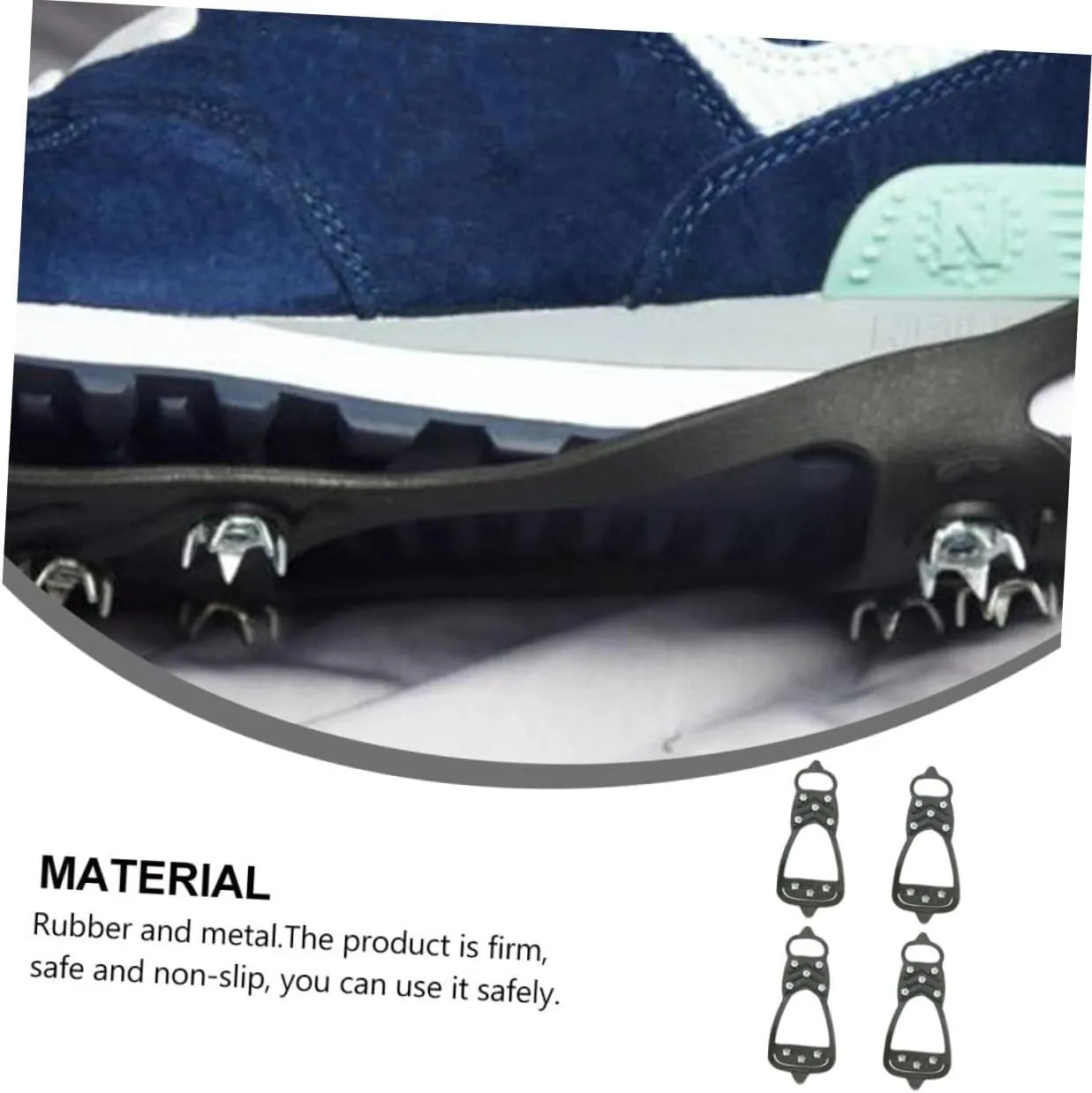 SOIMISS 8 Pcs Anti-Slip Eight-Tooth Crampons Ice Shoes Grippers Ice Grippers for Shoes and Boots Rubber Traction