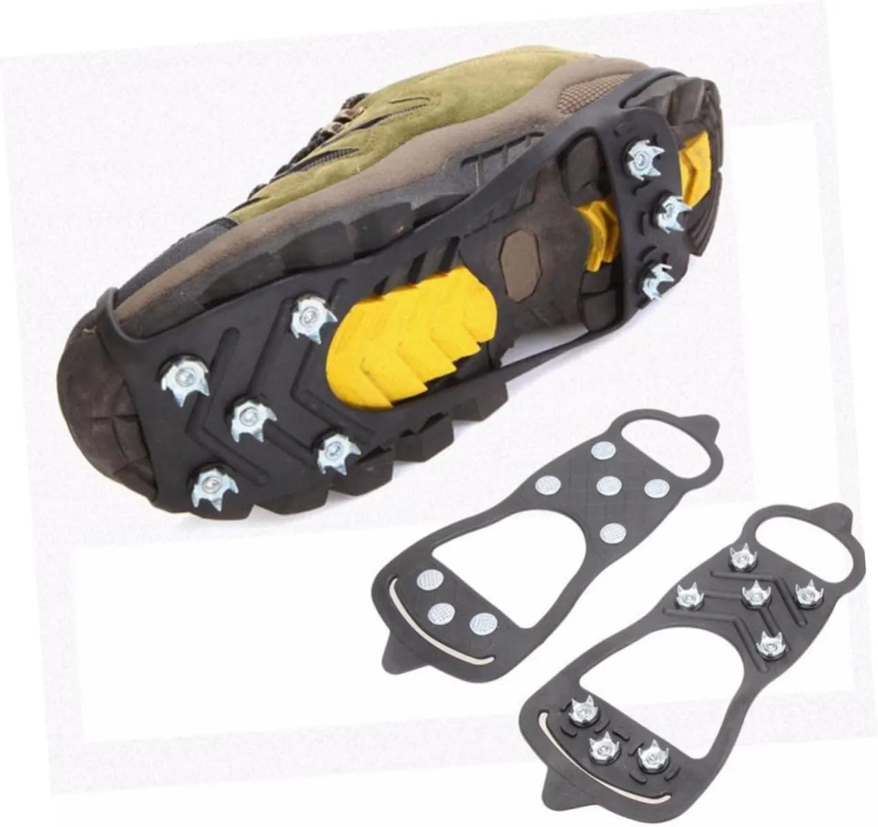 SOIMISS 8 Pcs Anti-Slip Eight-Tooth Crampons Ice Shoes Grippers Ice Grippers for Shoes and Boots Rubber Traction
