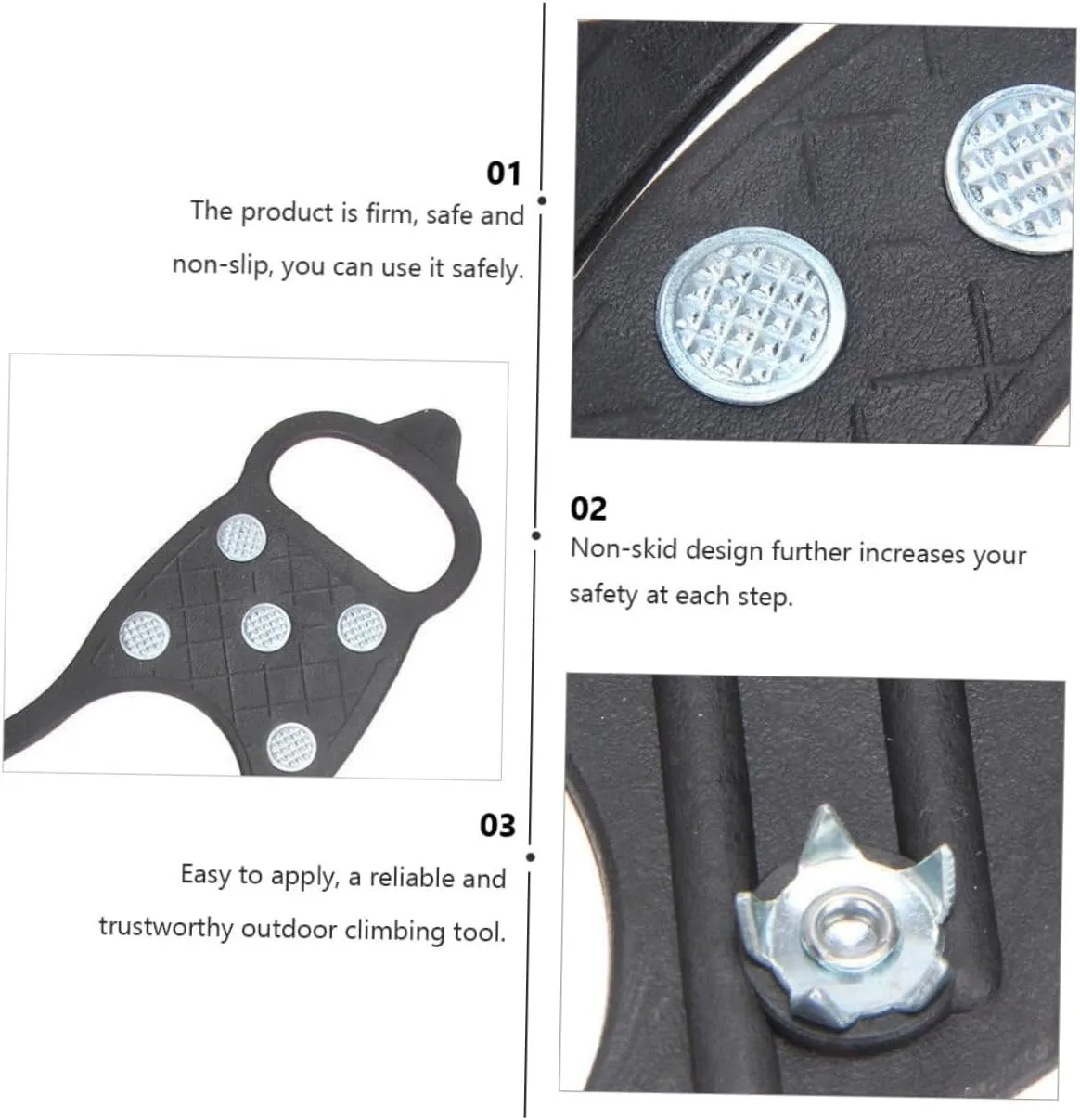 SOIMISS 8 Pcs Anti-Slip Eight-Tooth Crampons Ice Shoes Grippers Ice Grippers for Shoes and Boots Rubber Traction