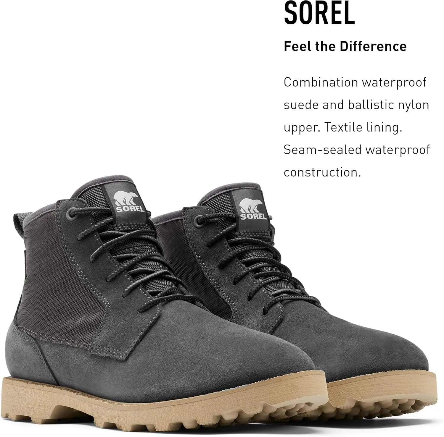 Sorel Men's Caribou Mod Chukka WP Boot — Waterproof Suede & Nylon Rain Boots