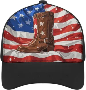 Sport Baseball Cap Flag with Cowboy Boots Baseball Hats with Adjustable Closure for Running Workouts Men Women