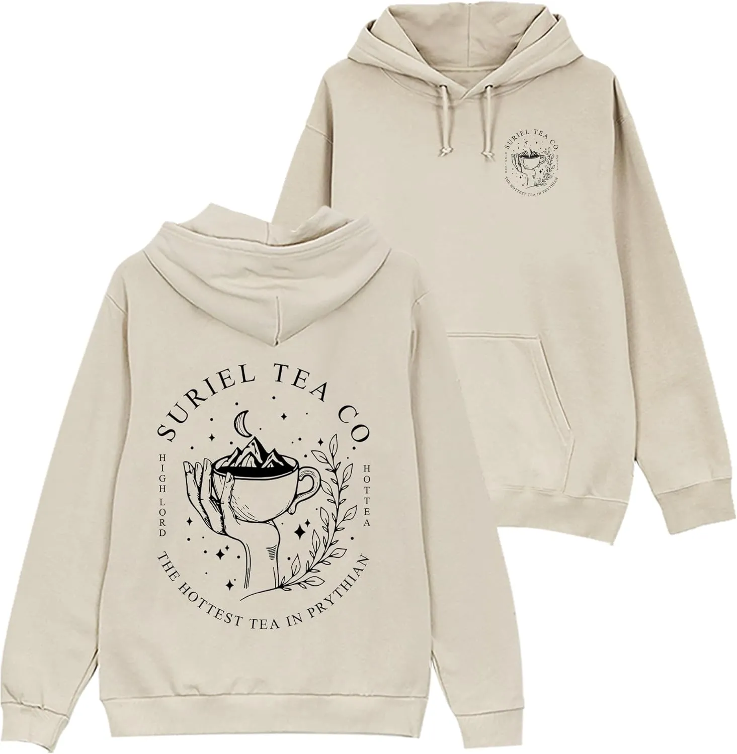 SPYRAMID Suriel Tea Co Banned Books Hoodie, Velaris City Of Starlight The Night Court Hoodie, Acotar Book Lovers Hoodie L Sand
