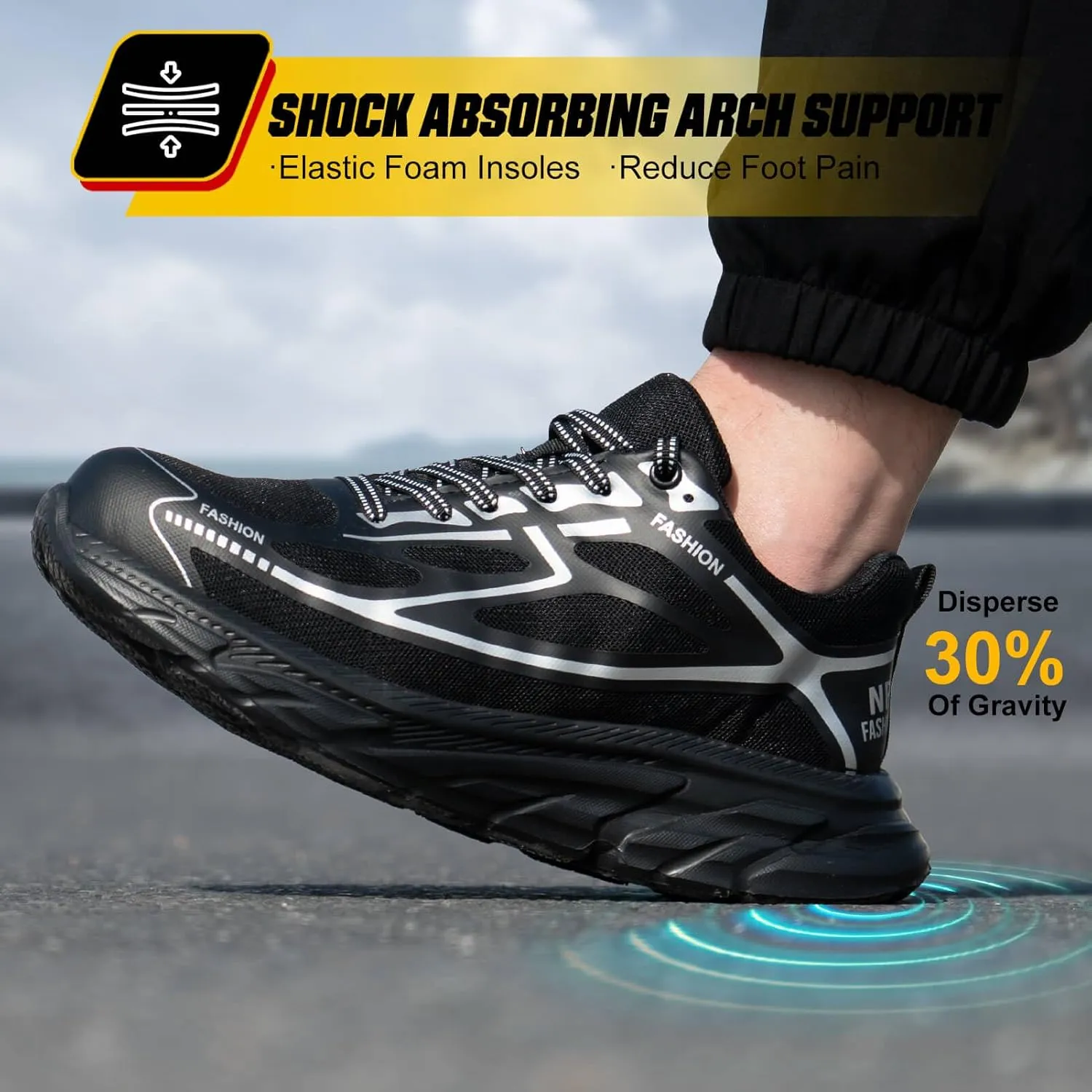 Steel Toe Shoes for Women Men Wide Non Slip Composite Work Sneakers Indestructible Comfortable Safety Tennis Shoes Lightweight Breathable Construction Sneakers Puncture Proof Ergonomic Design