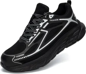Steel Toe Shoes for Women Men Wide Non Slip Composite Work Sneakers Indestructible Comfortable Safety Tennis Shoes Lightweight Breathable Construction Sneakers Puncture Proof Ergonomic Design