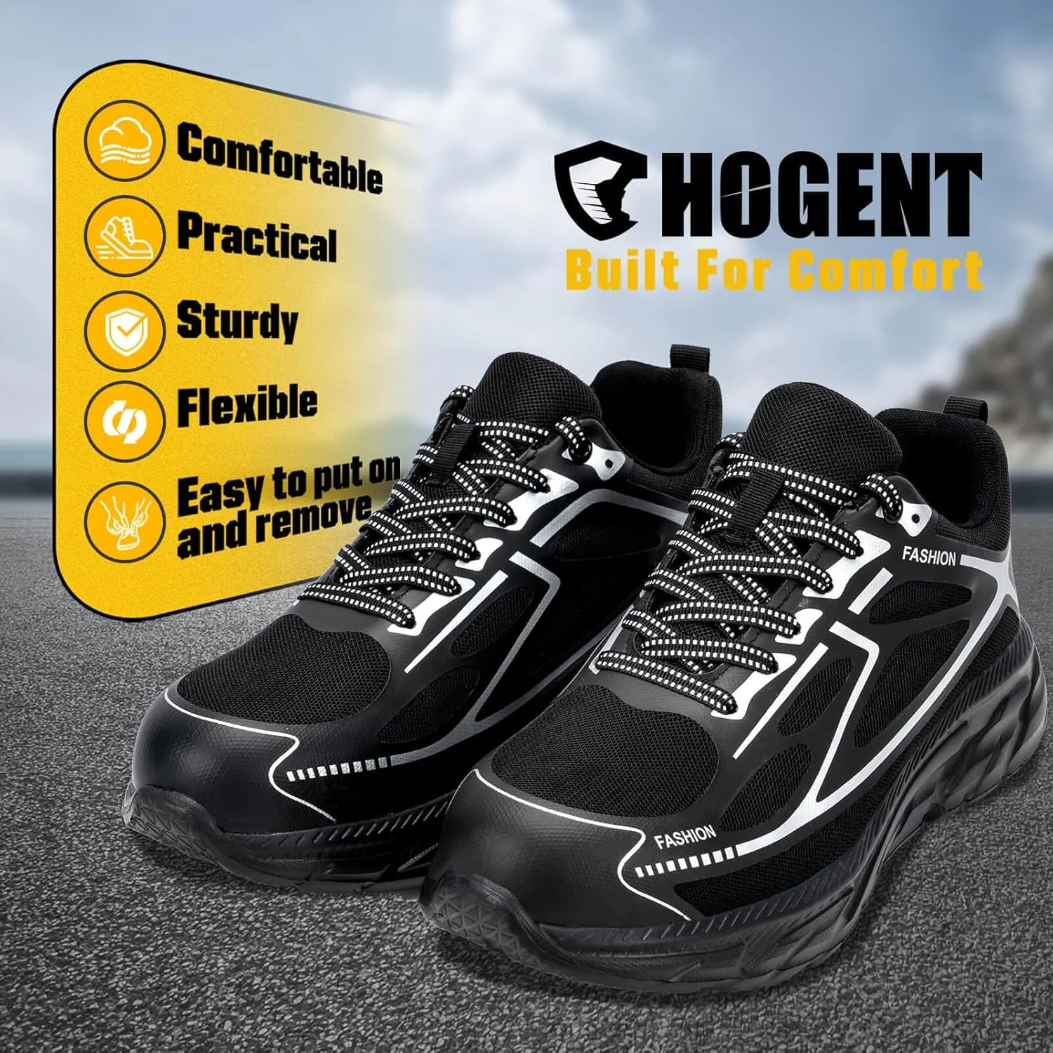 Steel Toe Shoes for Women Men Wide Non Slip Composite Work Sneakers Indestructible Comfortable Safety Tennis Shoes Lightweight Breathable Construction Sneakers Puncture Proof Ergonomic Design
