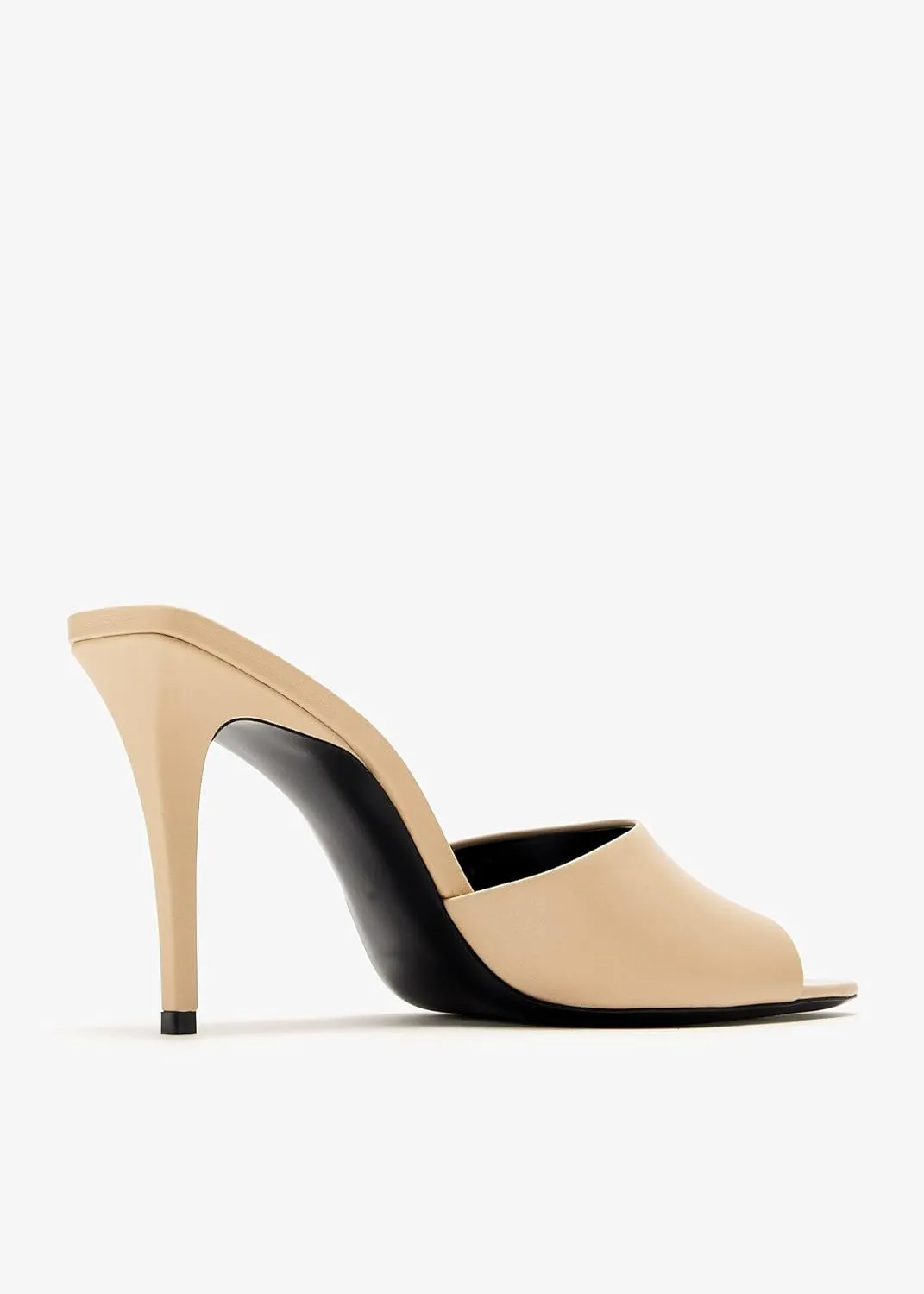 Stiletto High Heel Mules for Women Open Peep Pointed Toe Heeled Sandals Patent Leather Slip On Slingback Mule Dress Party Pumps