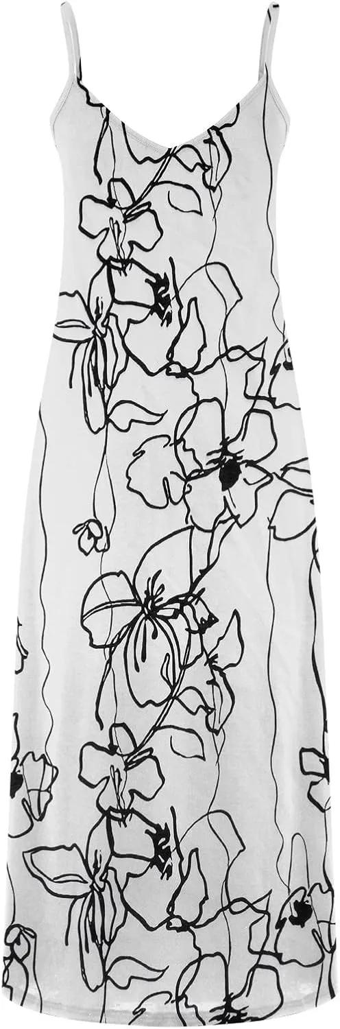Summer Dresses for Women 2025 Beach Vacation Sexy Spaghetti Strap v Neck Sun Dress Flowy Maxi Long Sundresses Trendy
