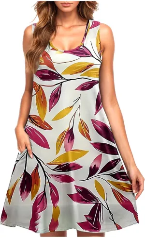 Summer Dresses for Women Trendy 2025 Loose Flowy Mini Tank Dress Boho Floral a Line Sundress Beach Vacation Outfits
