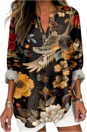 Summer Lightweight Blouses 3/4 Long Sleeve Office Shirts for Women V Neck Casual Fit Trendy Bussiness Work Tops