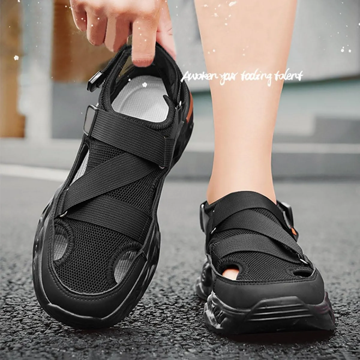 Summer Mesh Breathable Sandals, Lightweight Non-slip Sandals For Men, Casual Thick-Soled Beach Walking Fisherman Shoes