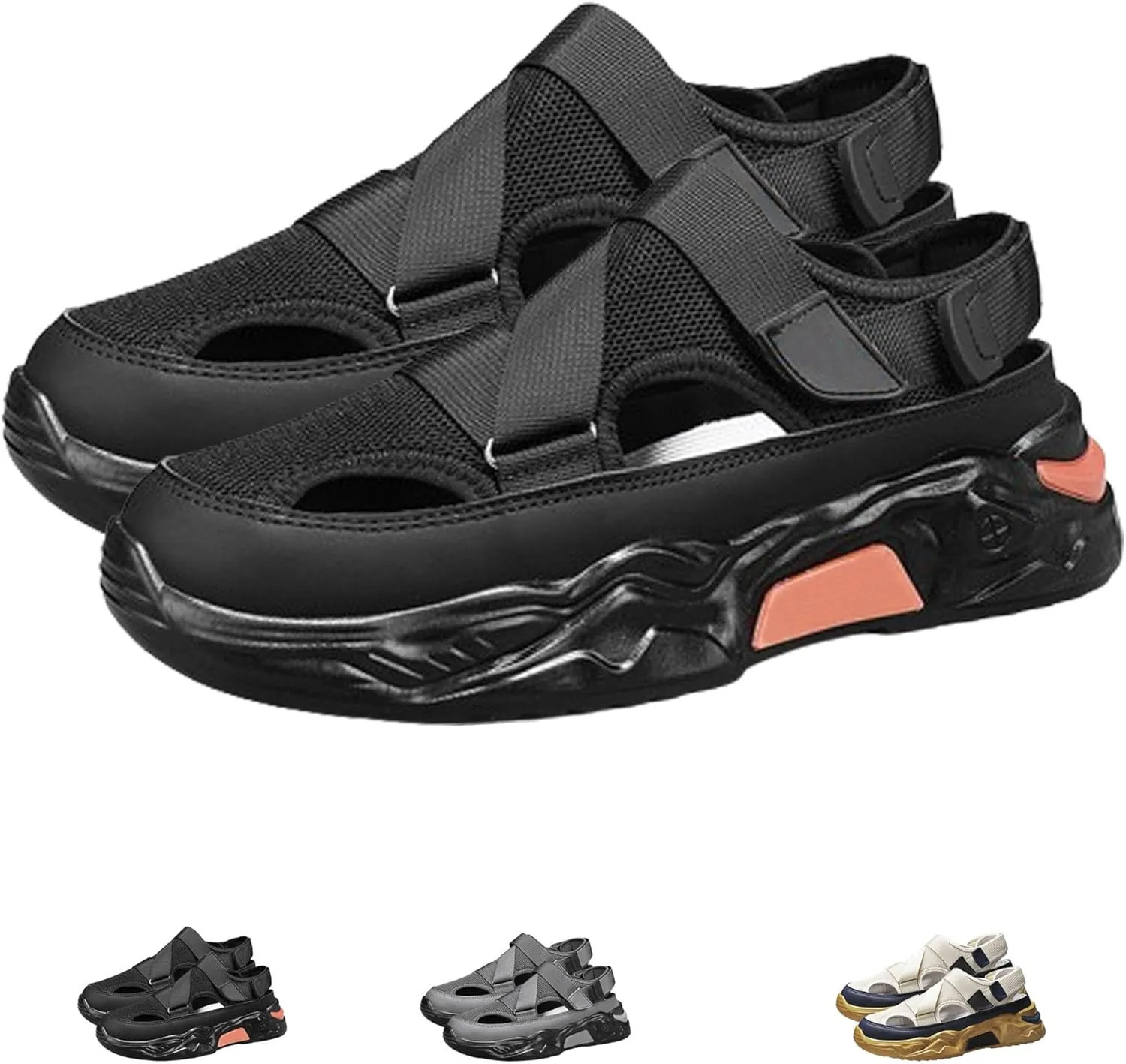 Summer Mesh Breathable Sandals, Lightweight Non-slip Sandals For Men, Casual Thick-Soled Beach Walking Fisherman Shoes