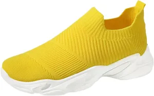 Summer New Women Shoes Casual Shoes Breathable Student Shoes Versatile Sports Shoes Advantage Sneaker - Women's 7 (Yellow, 7)