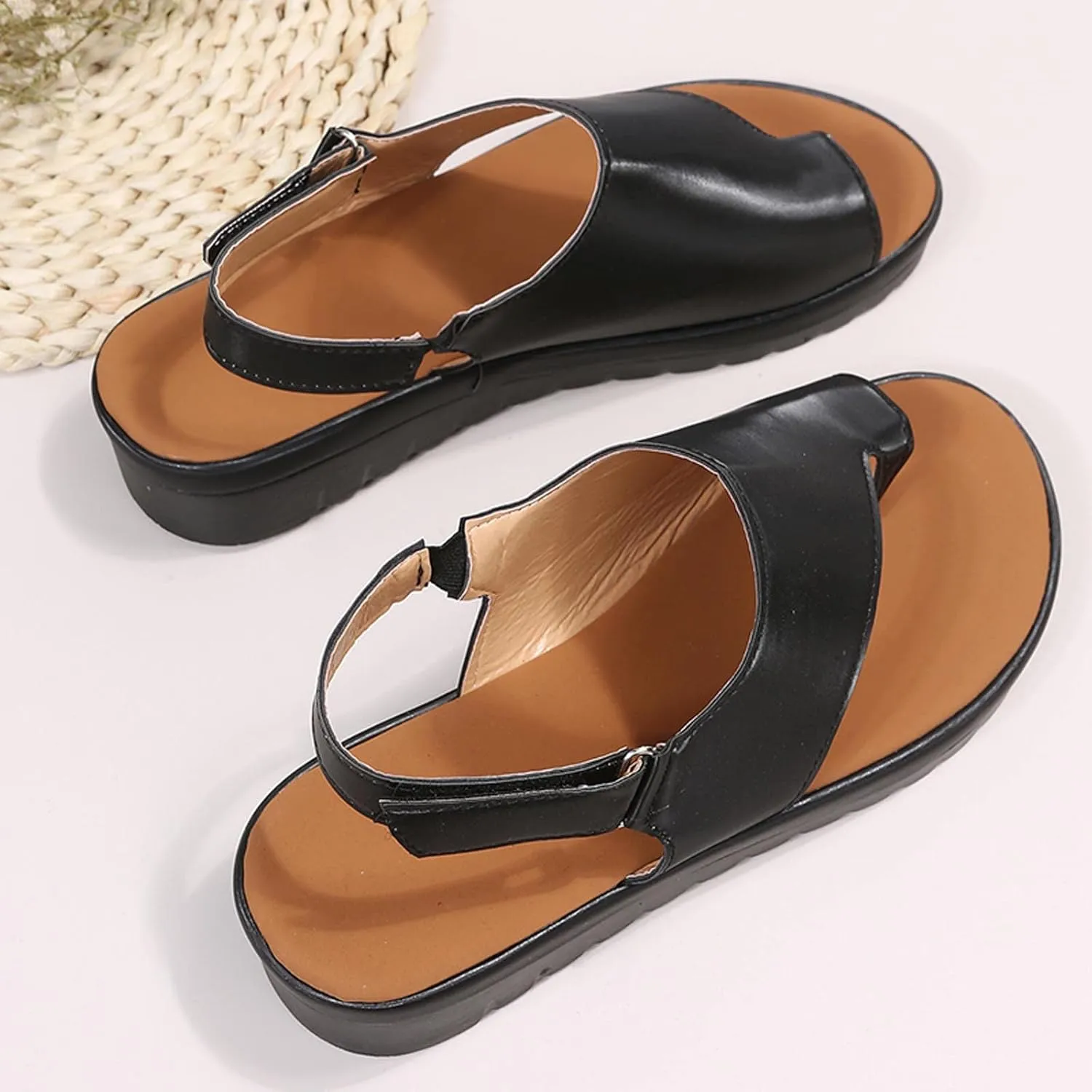 Summer Wedge Heel Open Clip Toe Sandals for Women Comfortable Casual Footwear Trendy Flats for Everyday Use
