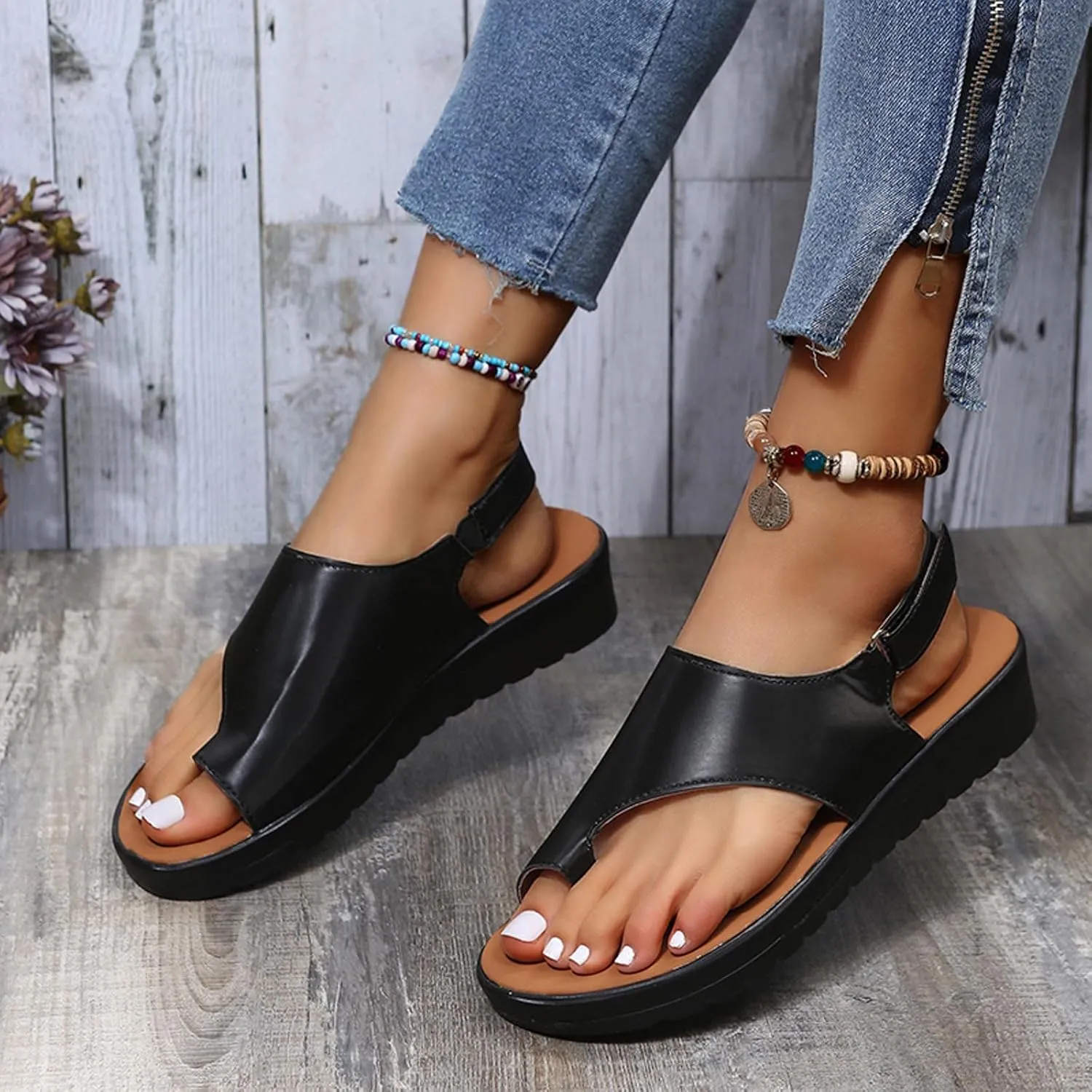 Summer Wedge Heel Open Clip Toe Sandals for Women Comfortable Casual Footwear Trendy Flats for Everyday Use