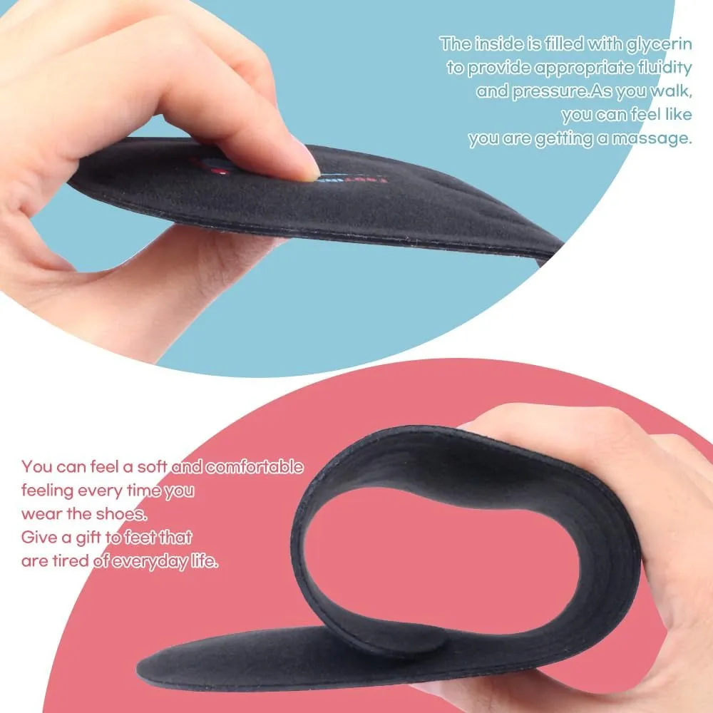 Superior Massaging Gel Shoe Inserts – Comfort & Shock-Absorbing Insoles for Foot Relief, Glycerin-Filled for Men & Women (10 US Men's (L2 Size))