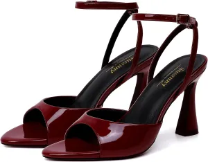 Susanny High Heels for Women Pointed Open Toe Strappy Chunky Block Heels Ankle Strap Stiletto Kitten Heeled Sandals Wedding Bridal Party Prom Sexy Dress Shoes