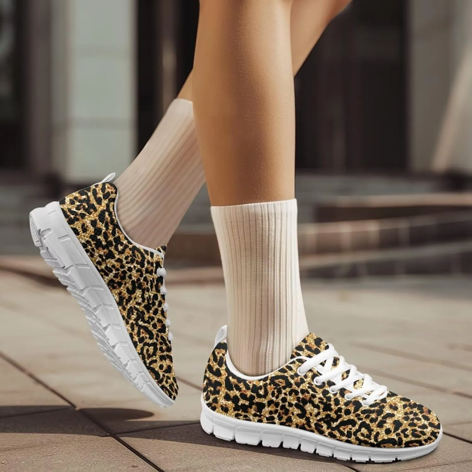 SYtrade Women's Running Shoes Lace Up Walking Tennis Sneakers White Sole