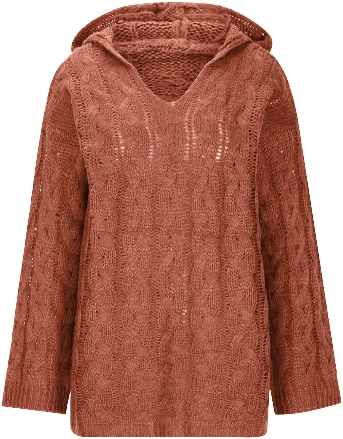 TANGNADE Womens Winter Sweaters Plus Size Hoodies Sweater Knit V Neck Tops Oversized Fashion Casual Long Sleeve Pullover
