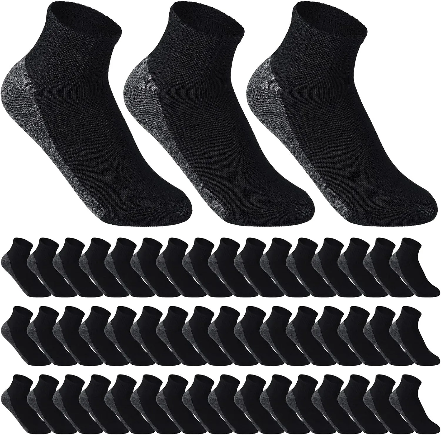 Tarpop 48 Pairs Men Quarter Ankle Socks Moisture Wicking Athletic Crew Casual Sports Socks Bulk for Homeless