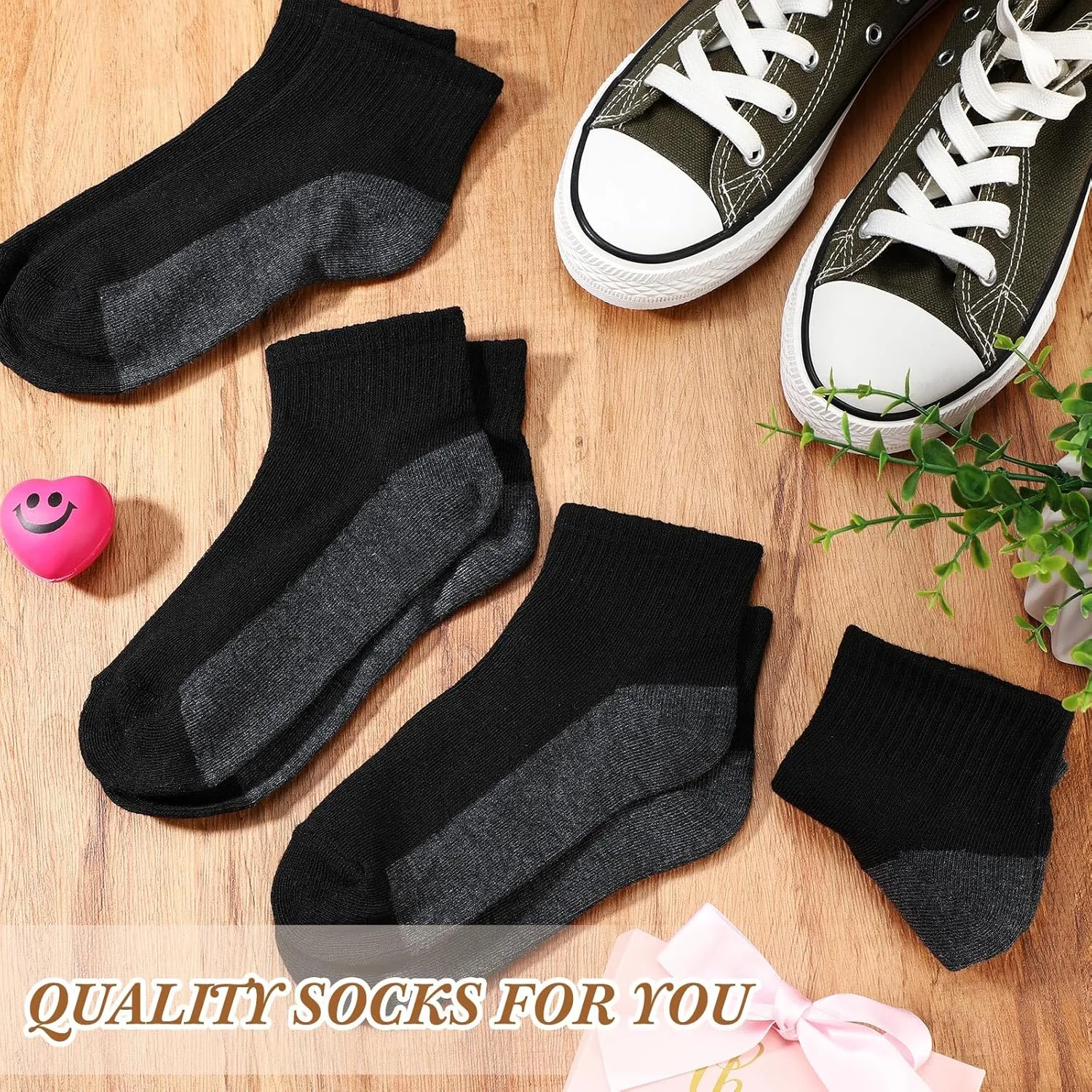 Tarpop 48 Pairs Men Quarter Ankle Socks Moisture Wicking Athletic Crew Casual Sports Socks Bulk for Homeless