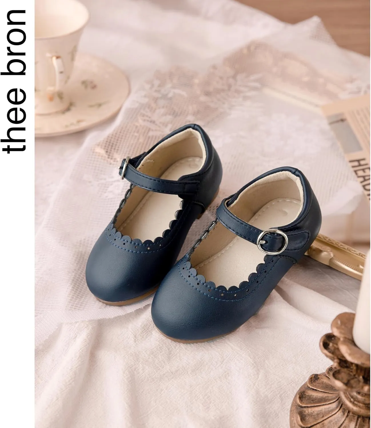 THEE BRON Toddler Mary Janes | Arch Support Leather Princess Shoes | Birthday Party Flats