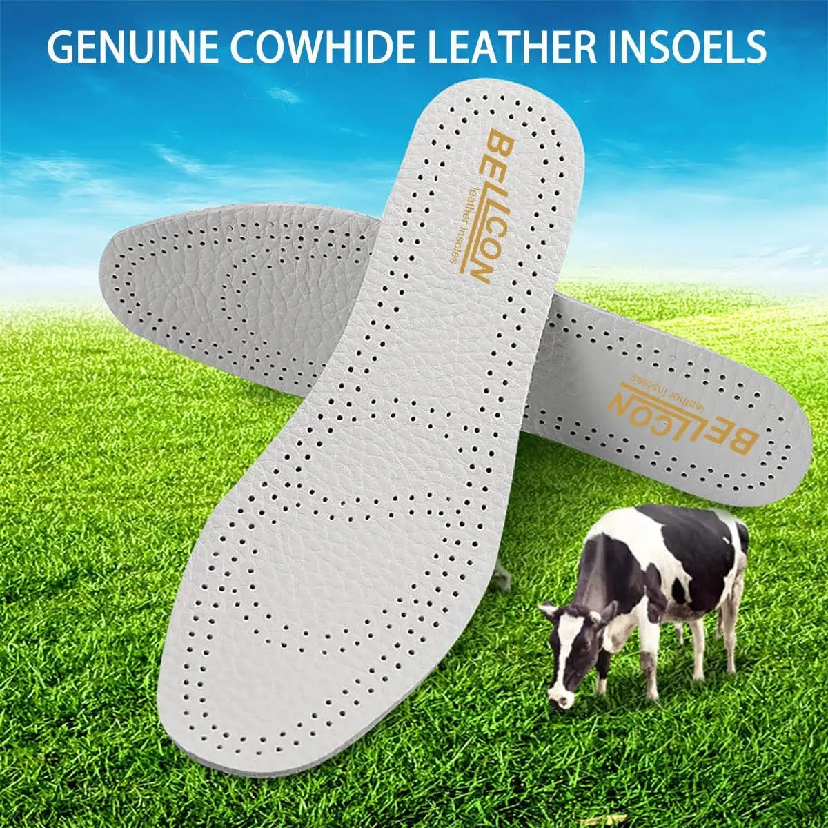 Thin Leather Insoles for Women Black Leather Shoe Inserts for Women Boots Shoes Sole Liners for Flats Comfort Cushioning Replacement Pads for Odor Eaters (3 Pairs/Womens US 6-6.5)