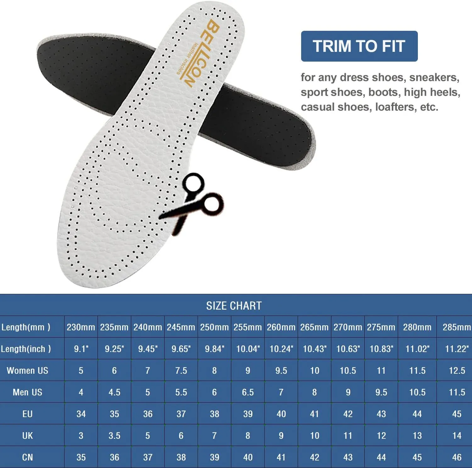 Thin Leather Insoles for Women Black Leather Shoe Inserts for Women Boots Shoes Sole Liners for Flats Comfort Cushioning Replacement Pads for Odor Eaters (3 Pairs/Womens US 6-6.5)
