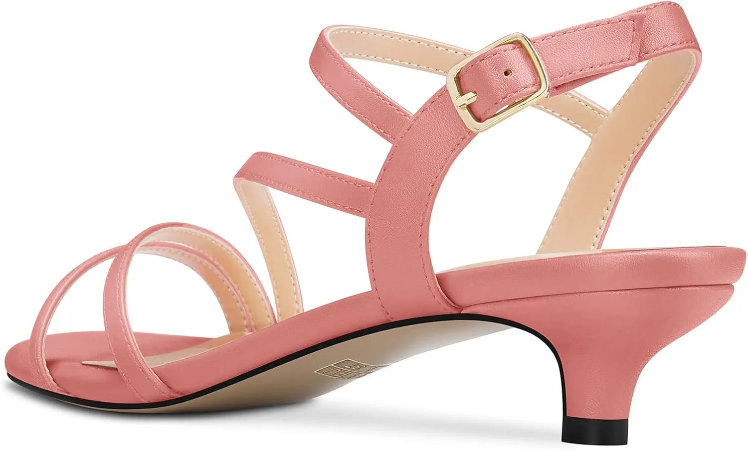 TNYNFBEB Women Low Kitten Heel Peep Open Toe Sandals Ankle Strap Buckle Prom Party Cute Basic Classic 1.4 Inches Heels