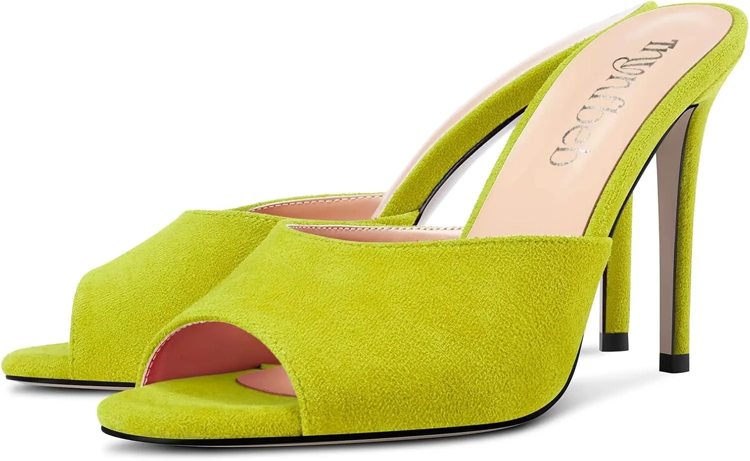 TNYNFBEB Women Stiletto High Heel Peep Open Toe Sandals Slingback Slip-on Wedding Office Cute Basic Classic 3.9 Inches Heels