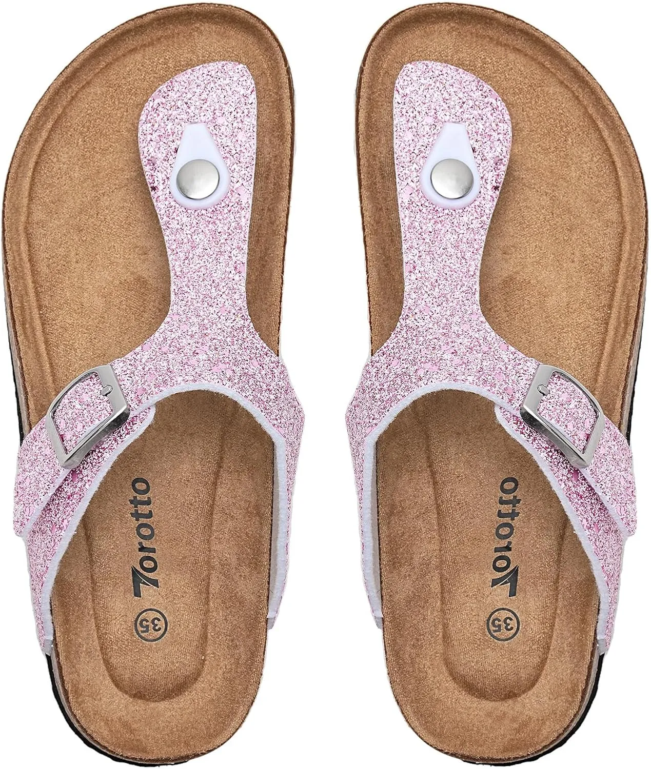 Torotto Boys Girls Glitter Slide Sandals Kids Flip Flops Cork Slipper with Adjustable Straps (Toddler/Little Kid/Big Kid)
