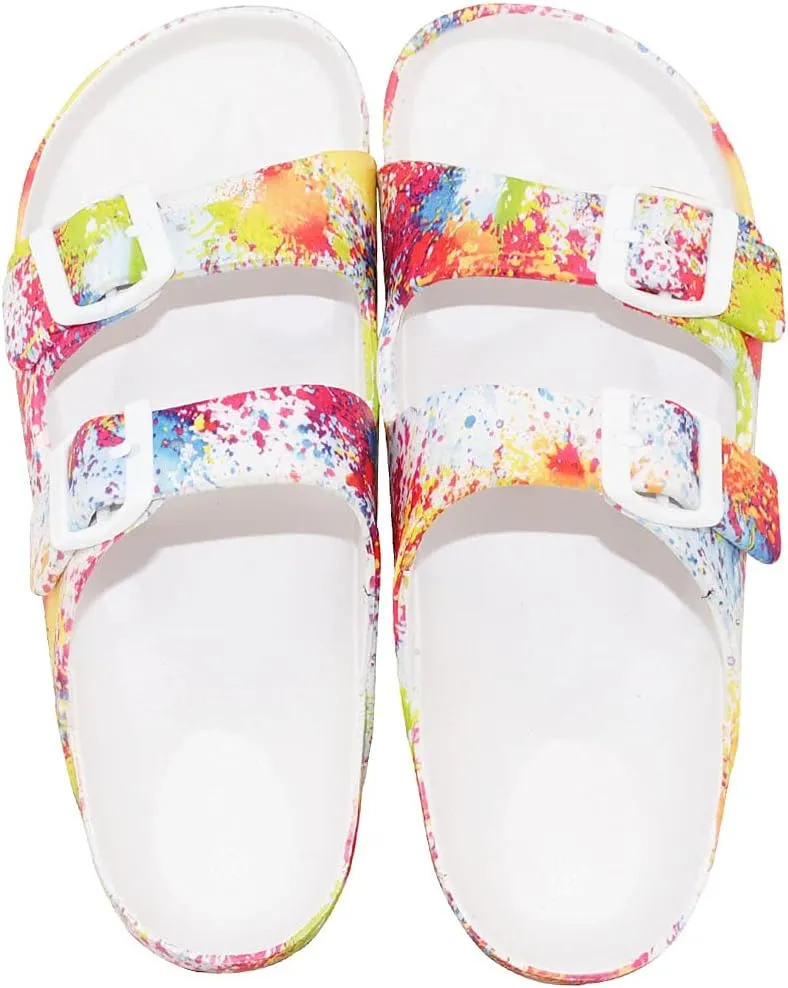 TRENDSUP Women's Comfort Slides Double Buckle Adjustable EVA Flat Sandals