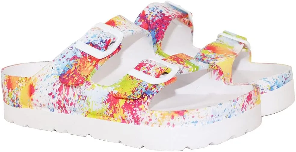 TRENDSUP Women's Comfort Slides Double Buckle Adjustable EVA Flat Sandals