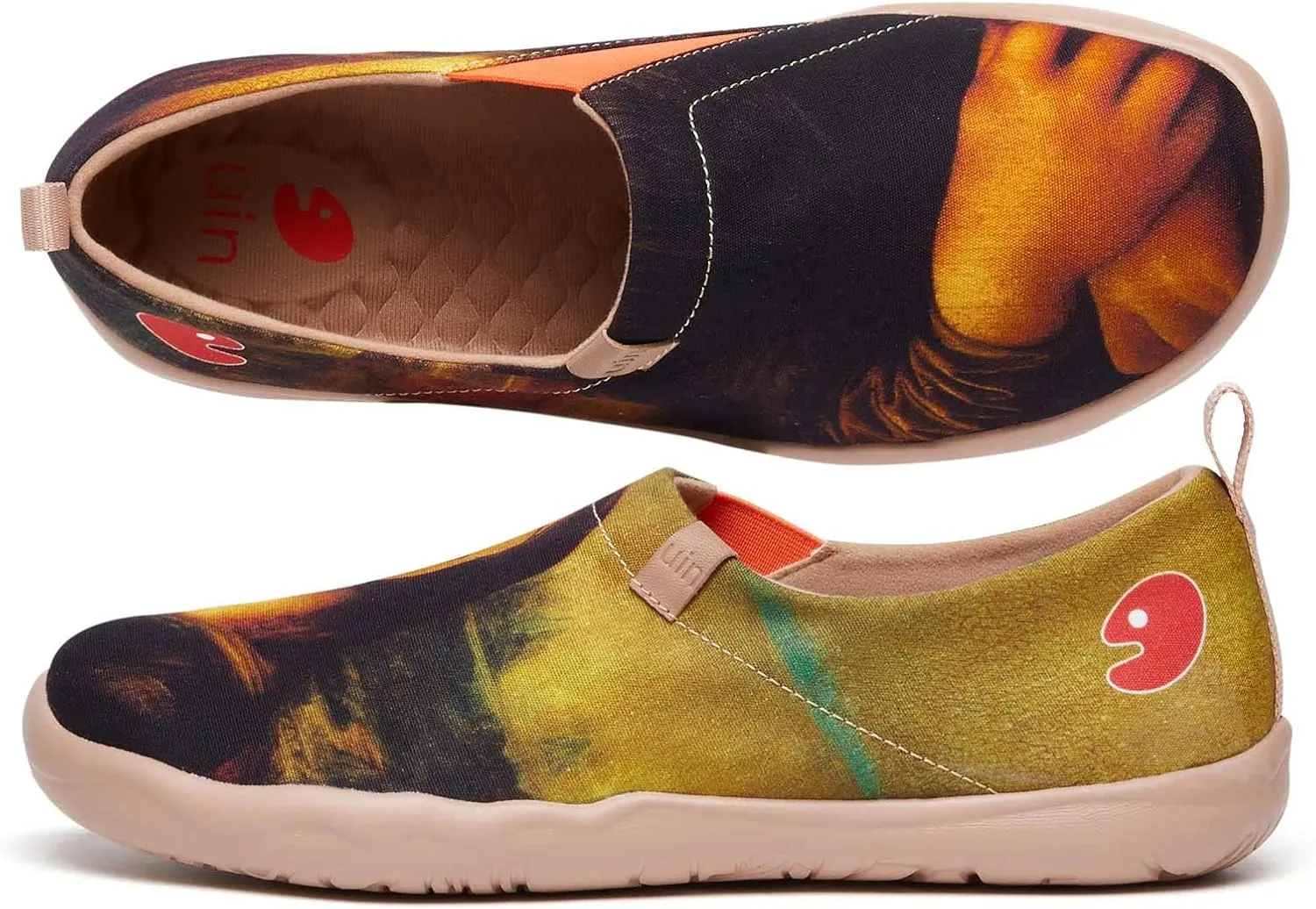 UIN Men's Slip Ons Canvas Lightweight Flats Sneakers Walking Casual Loafers Comfortable Art Painted Travel Shoes