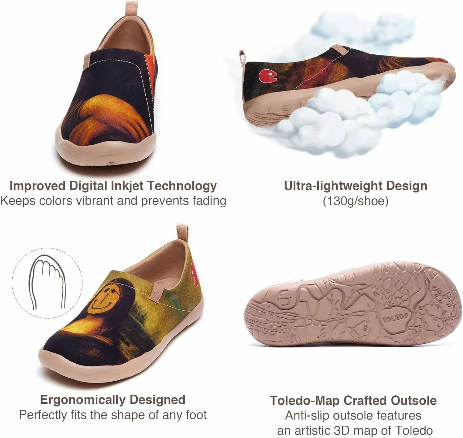 UIN Men's Slip Ons Canvas Lightweight Flats Sneakers Walking Casual Loafers Comfortable Art Painted Travel Shoes