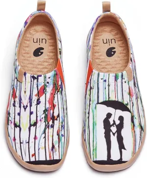 UIN Women's Slip On Sneakers Casual Loafers Knitted Art Painted Comfort Soft Walking Shoes