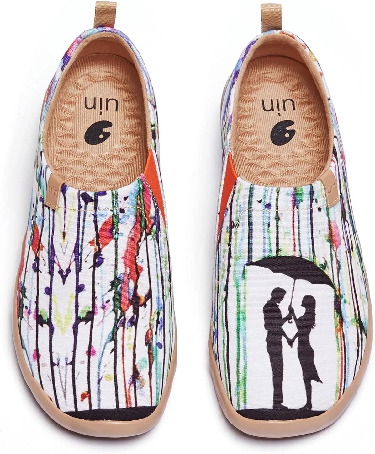 UIN Women's Slip On Sneakers Casual Loafers Knitted Art Painted Comfort Soft Walking Shoes