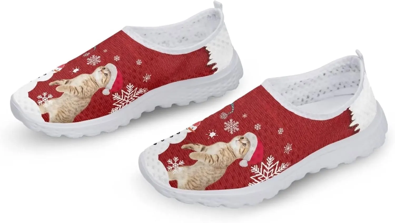 Uourmeti Christmas Shoes Sneakers for Women Casual Slip On Walking Xmas Shoes Size 5.5-11.5