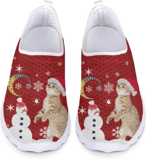 Uourmeti Christmas Shoes Sneakers for Women Casual Slip On Walking Xmas Shoes Size 5.5-11.5