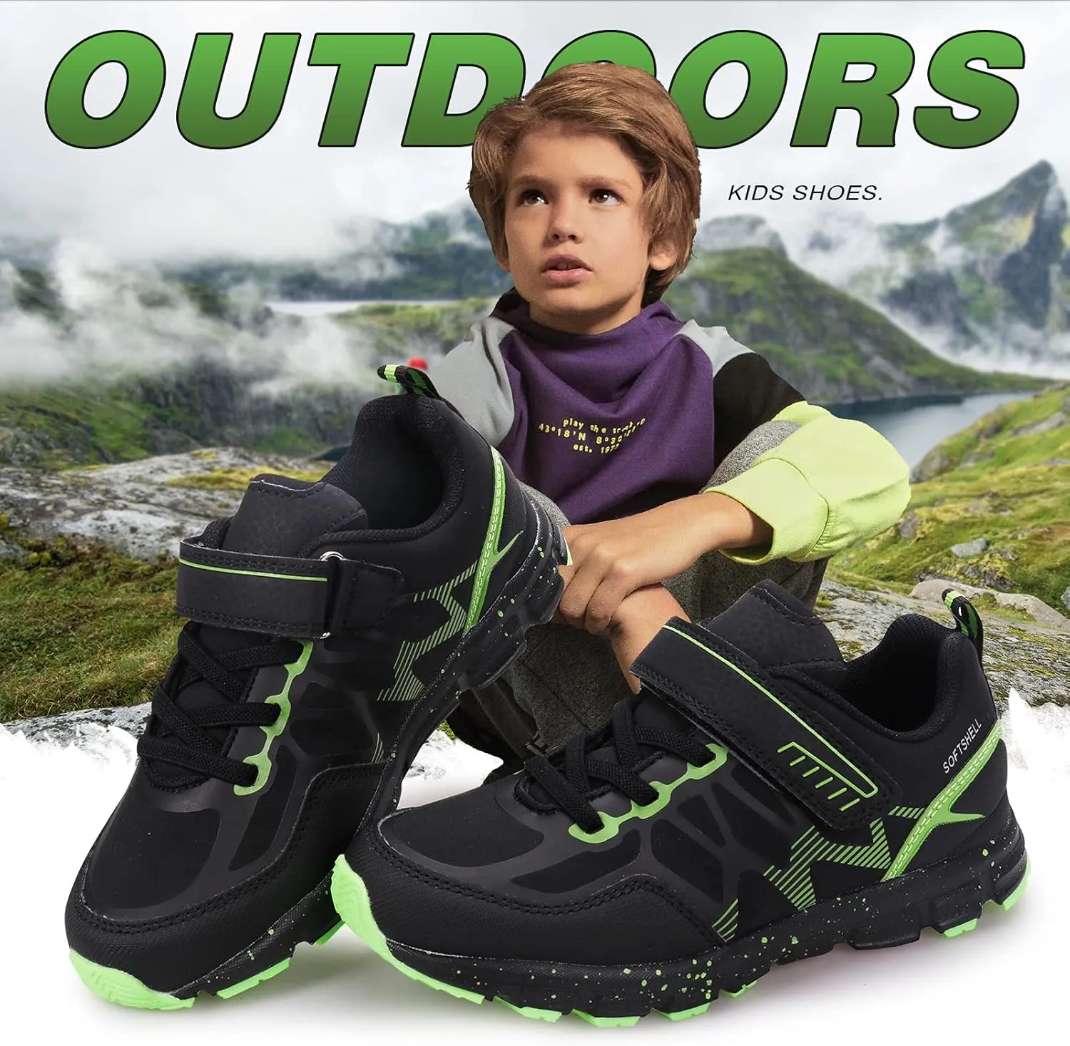 UOVO Boys Shoes Boys Sneakers Boys Tennis Hiking Running Shoes Kids Waterproof Athletic Outdoor Sneakers Non-Slip Comfy(Little/Big Boys)