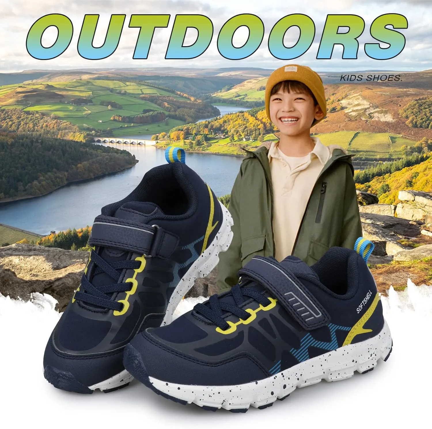 UOVO Boys Shoes Boys Sneakers Boys Tennis Hiking Running Shoes Kids Waterproof Athletic Outdoor Sneakers Non-Slip Comfy(Little/Big Boys)
