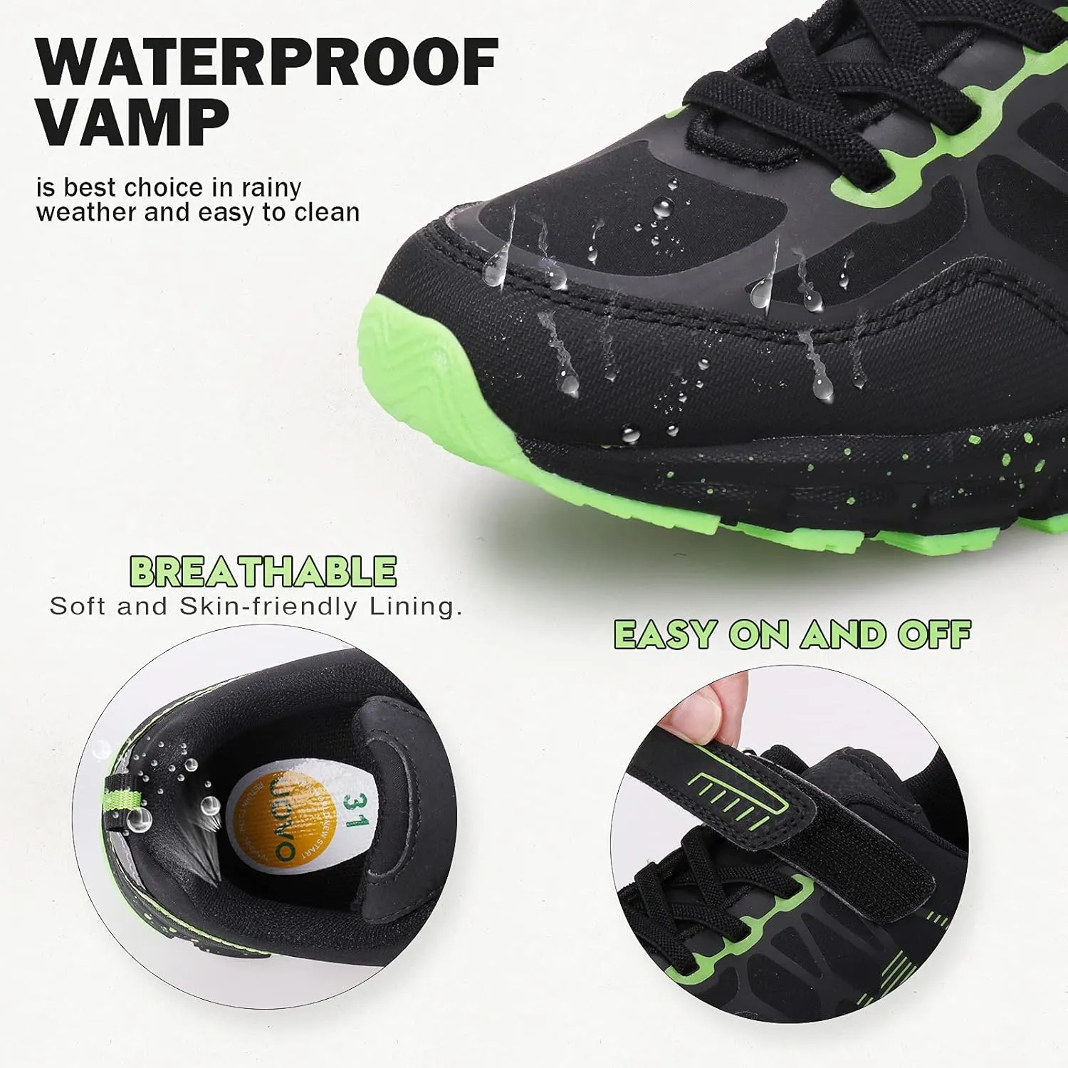 UOVO Boys Shoes Boys Sneakers Boys Tennis Hiking Running Shoes Kids Waterproof Athletic Outdoor Sneakers Non-Slip Comfy(Little/Big Boys)