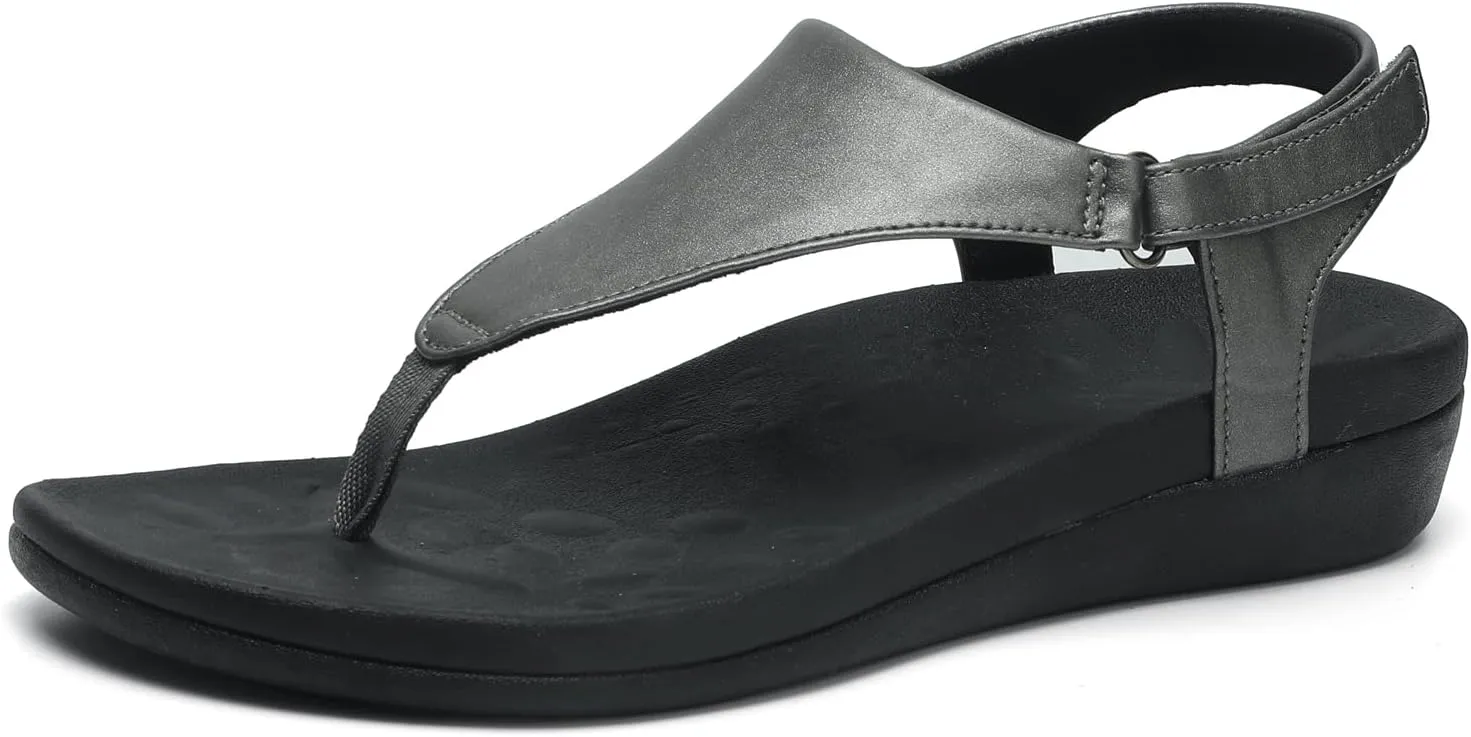 UTENAG Womens Arch Support Sandals Orthotic Adjustable Thong Flip Flops Shoes