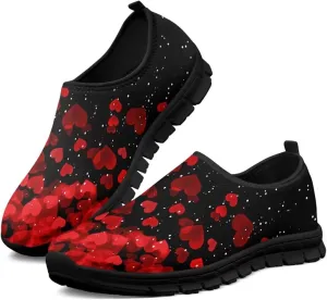 Valentine's Day Shoes for Women Tennis Shoes Red Heart Womens Slip On Sneakers Size 6 Trendy Walking Shoes for College Couple Comfy Ladies Casual Shoes