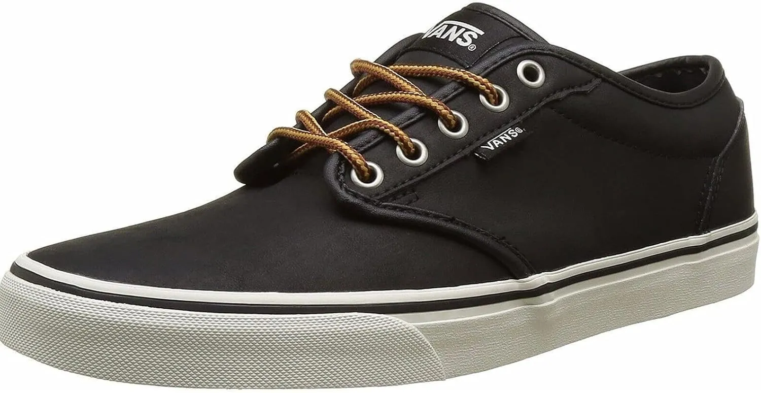Vans Men's Atwood Shoe | Low-Top Fashion Sneakers for Work, Walking & Casual Everyday Wear, (Leather) Blck/Mrshmllow, 11.5