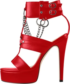 VERISSON Women's Stiletto High Heel Sandals Cross Bands Open Toe Platform Ankle Sandals Party Dress