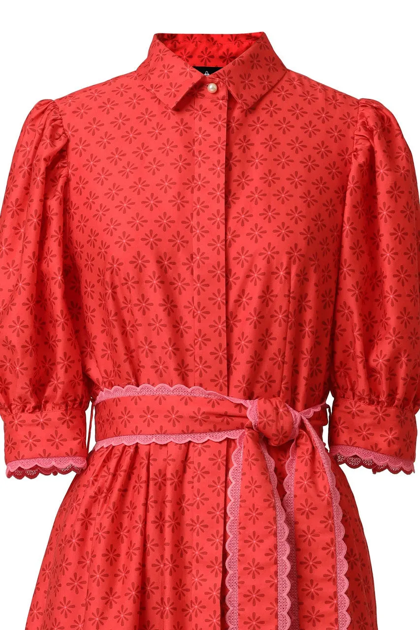 Veronica Print Mix Dress, Red