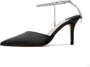Vertundy Women's High Heel Stiletto Pumps Closed Pointed Toe Ankle Strap Fashion Strappy Sandals Comfortable Party Wedding Dressy Shoes 3.3IN